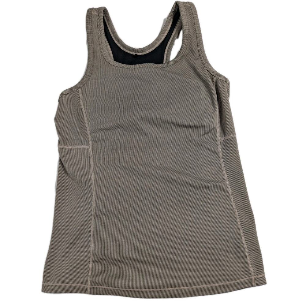 prAna Becksa Tank Top Women's Size Medium Shelf Bra Biege Heather Yoga Hiking
